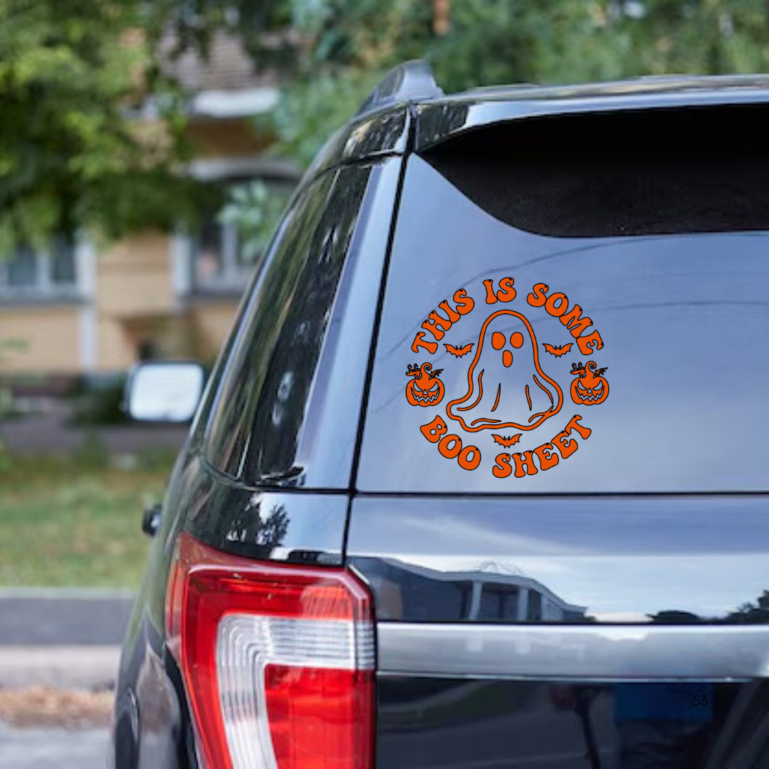 This Is Some Boo Sheet Decal, Funny Halloween Ghost Sticker, Spooky Car Window Vinyl, Sassy Halloween Gift, Cute Fall Humor
