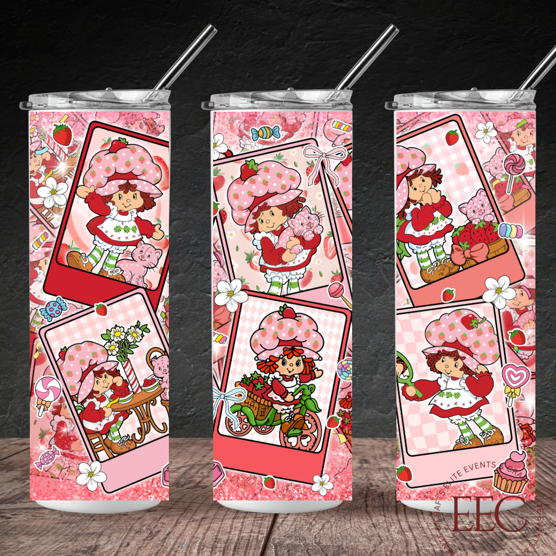 Berry Sweet Vibes 20oz Skinny Tumbler – Pink Strawberry-Themed Drinkware for Girls, Moms & Gifts