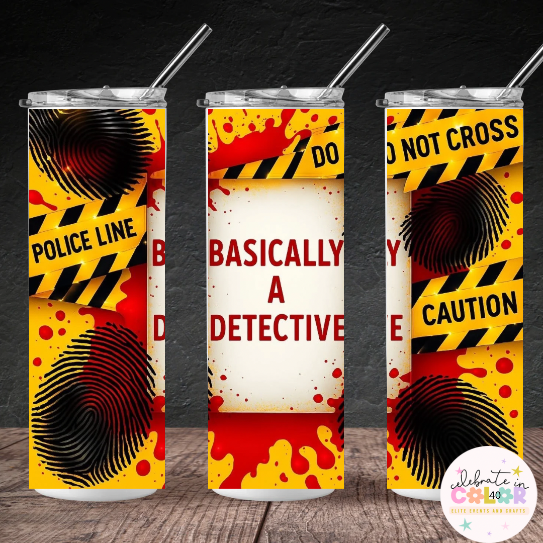 Detective Theme 20oz Skinny Tumbler – Mystery Lover Gift, True Crime Cup
