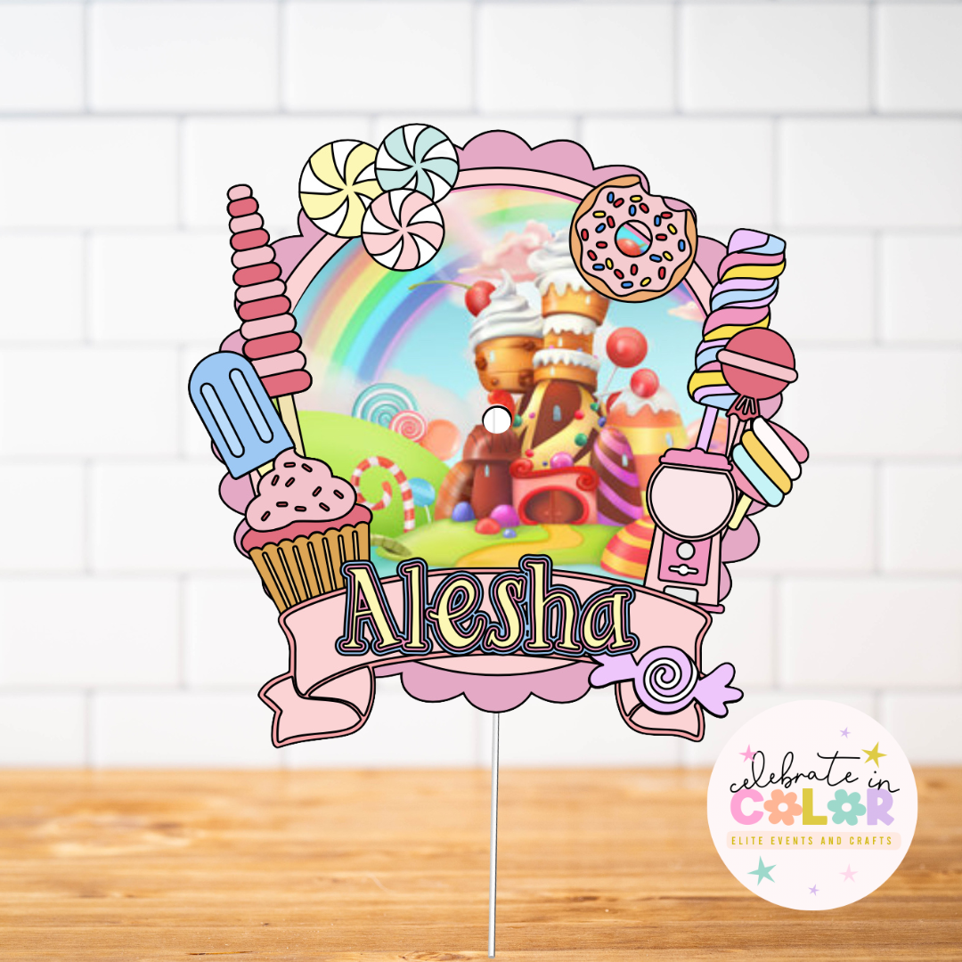 Sweet Treats Shaker Cake Topper – Candy Theme Birthday Party Decoration