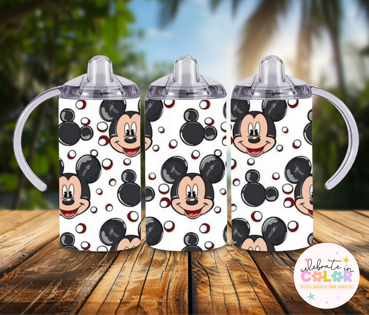 Classic Red & Black Cartoon Mouse 12oz Sippy Cup – Toddler Spill-Proof Cup