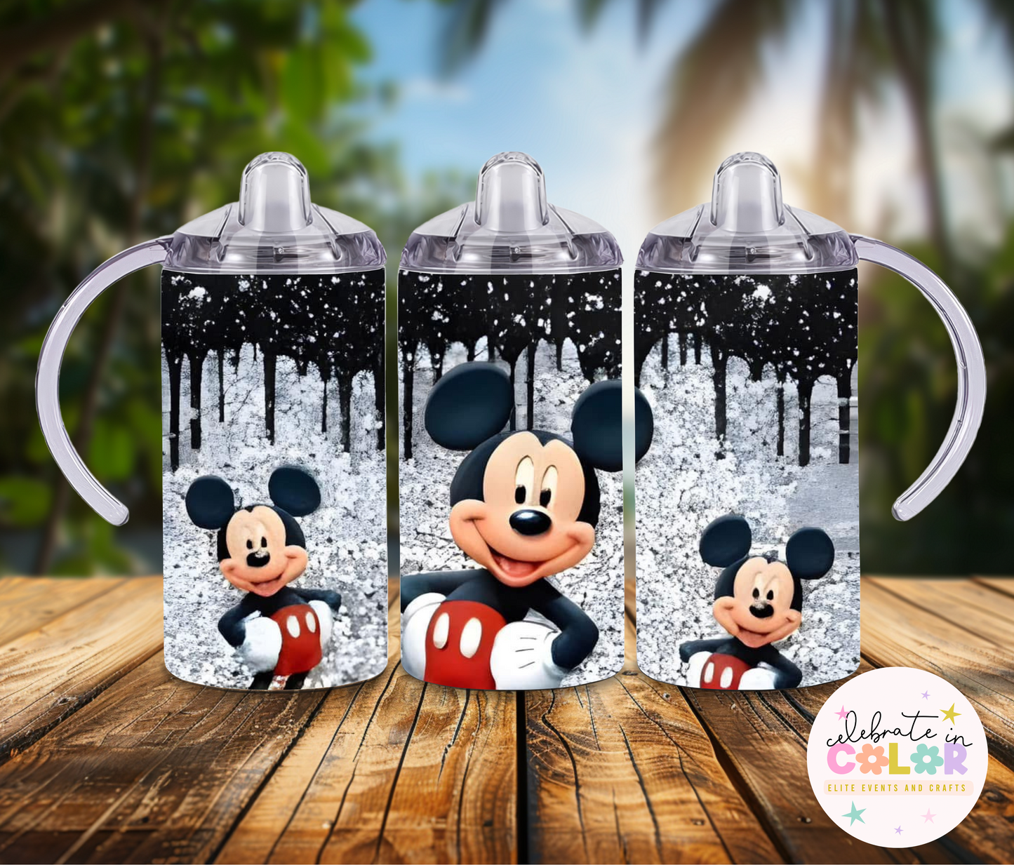 Classic Red & Black Cartoon Mouse 12oz Sippy Cup – Toddler Spill-Proof Cup