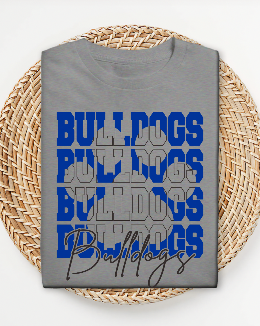 Bulldogs Stacked Football Shirt, Blue & White CHS Spirit Tee, Carroll High School Game Day Top, Senior Homecoming Reunion Shirt