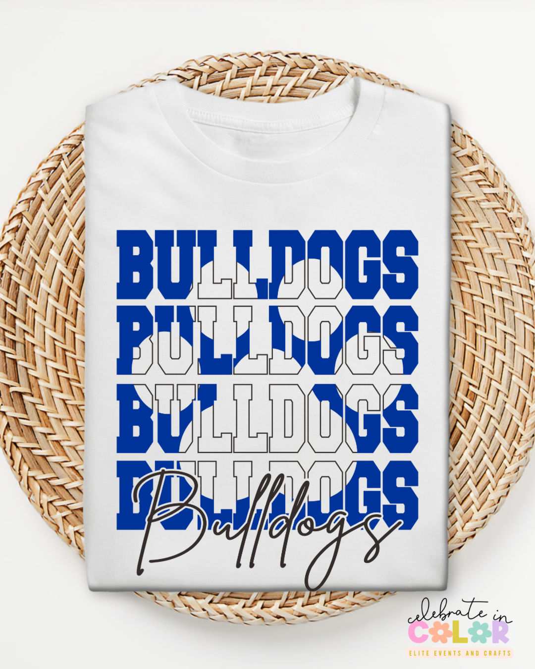 Bulldogs Stacked Football Shirt, Blue & White CHS Spirit Tee, Carroll High School Game Day Top, Senior Homecoming Reunion Shirt