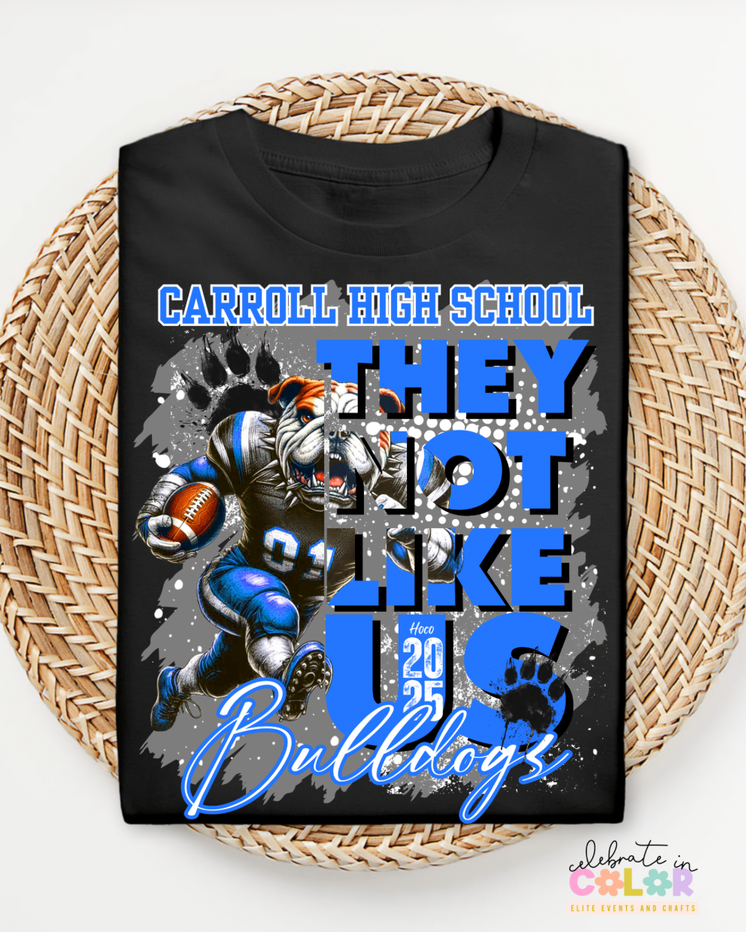 Carroll High School Bulldogs Homecoming Shirt 2025, Custom Spirit Tee, Blue & Gold Football Mascot Graphic T-Shirt