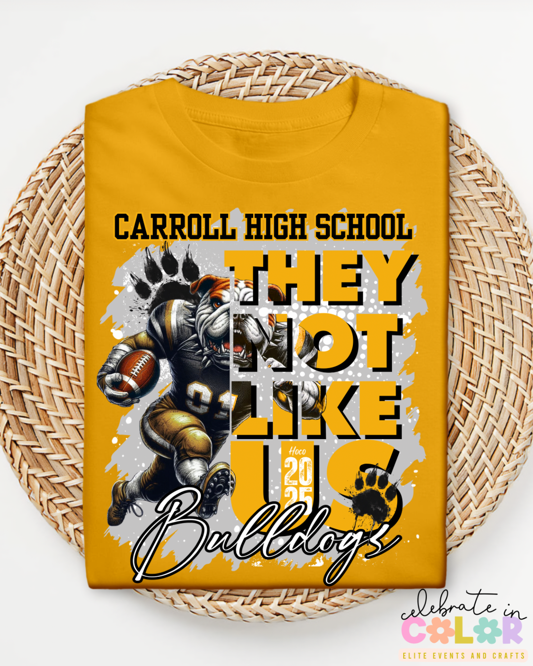 Carroll High School Bulldogs Homecoming Shirt 2025, Custom Spirit Tee, Blue & Gold Football Mascot Graphic T-Shirt