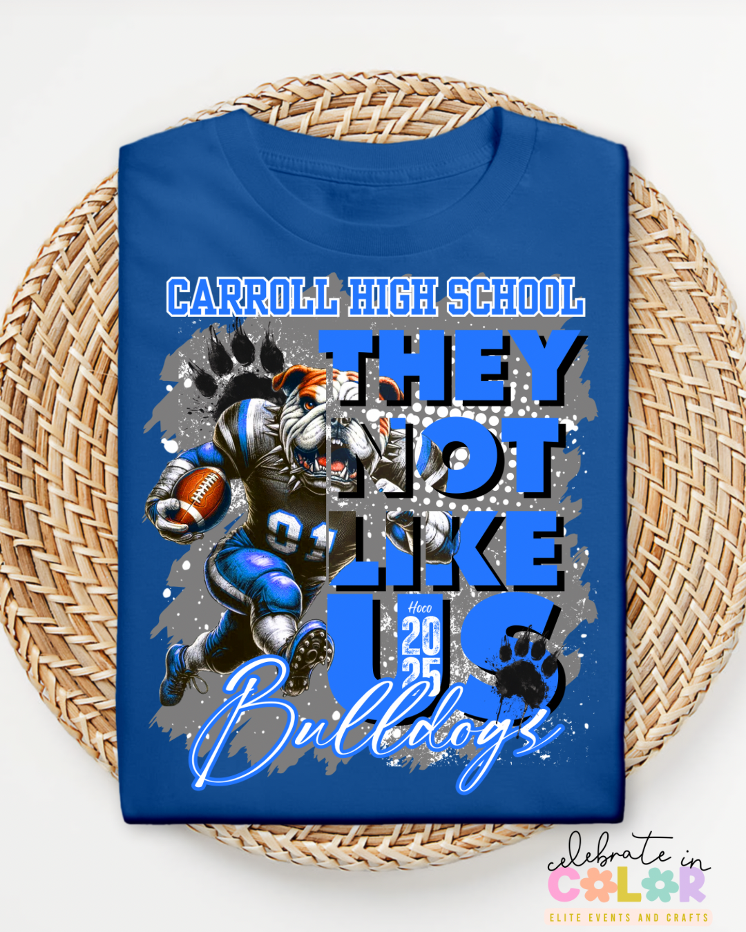 Carroll High School Bulldogs Homecoming Shirt 2025, Custom Spirit Tee, Blue & Gold Football Mascot Graphic T-Shirt