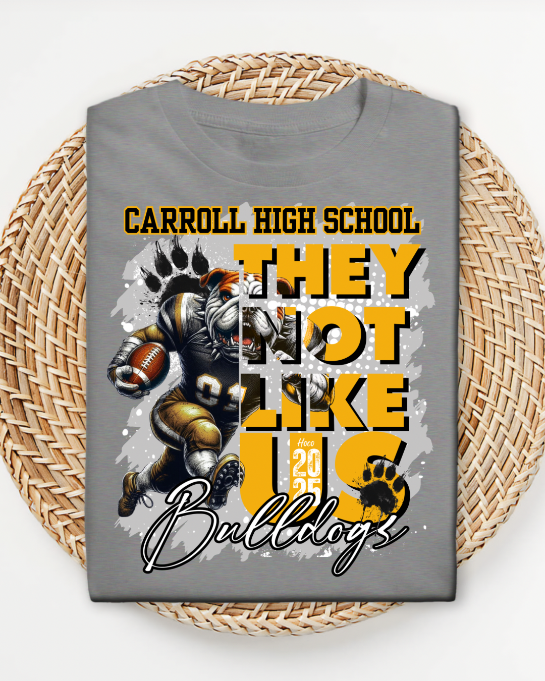 Carroll High School Bulldogs Homecoming Shirt 2025, Custom Spirit Tee, Blue & Gold Football Mascot Graphic T-Shirt