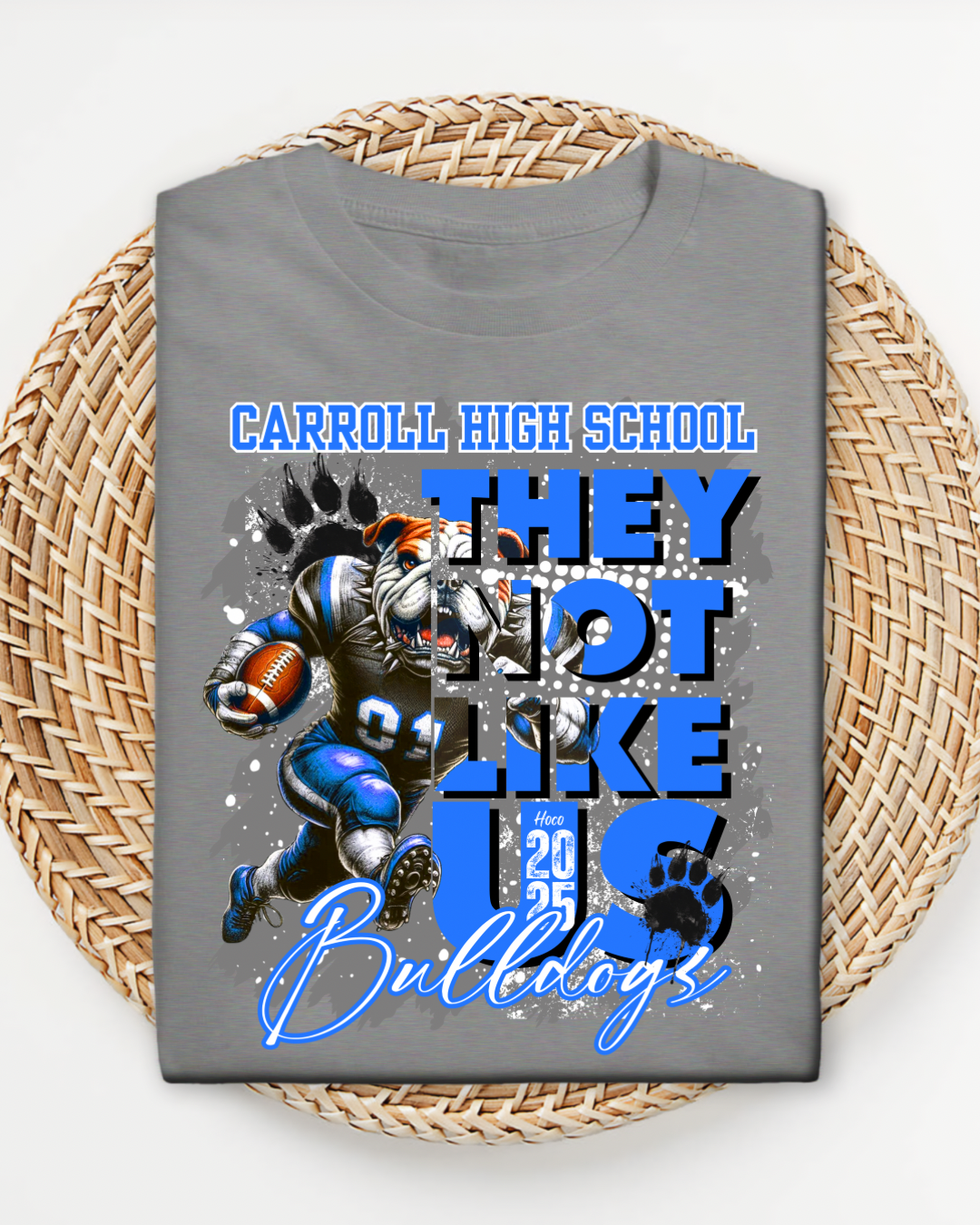 Carroll High School Bulldogs Homecoming Shirt 2025, Custom Spirit Tee, Blue & Gold Football Mascot Graphic T-Shirt