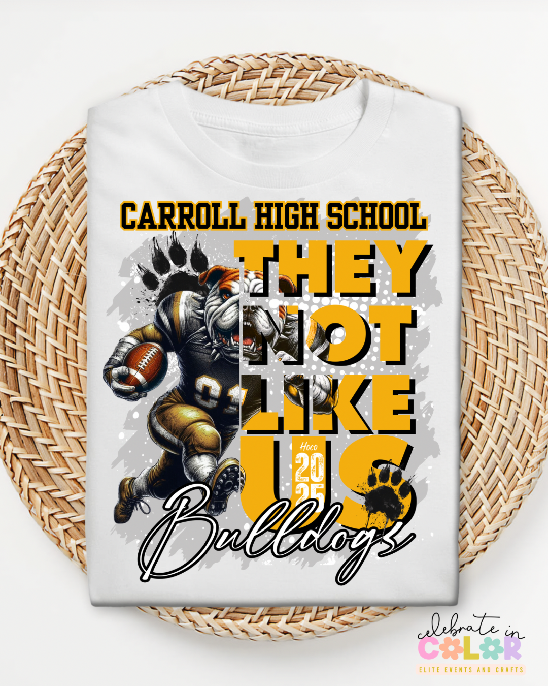 Carroll High School Bulldogs Homecoming Shirt 2025, Custom Spirit Tee, Blue & Gold Football Mascot Graphic T-Shirt