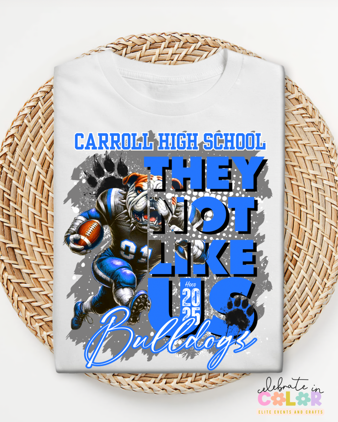Carroll High School Bulldogs Homecoming Shirt 2025, Custom Spirit Tee, Blue & Gold Football Mascot Graphic T-Shirt