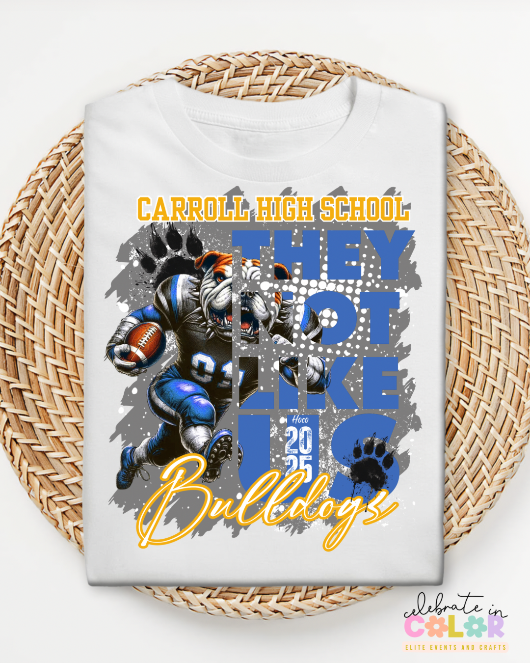 Carroll High School Bulldogs Homecoming Shirt 2025, Custom Spirit Tee, Blue & Gold Football Mascot Graphic T-Shirt