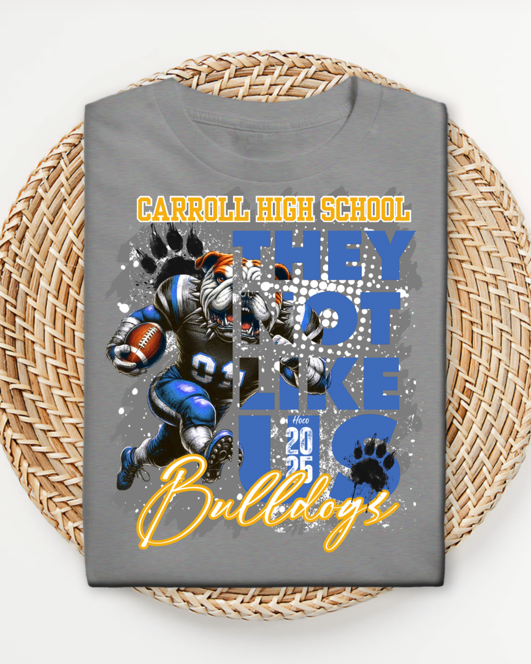 Carroll High School Bulldogs Homecoming Shirt 2025, Custom Spirit Tee, Blue & Gold Football Mascot Graphic T-Shirt