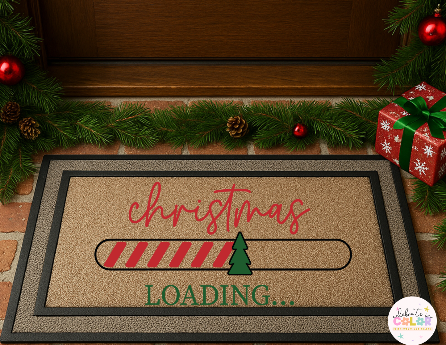 Christmas Loading Doormat, Funny Holiday Front Door Mat, Christmas Decor Entry Rug, Cute Xmas Gift, Holiday Porch Decoration