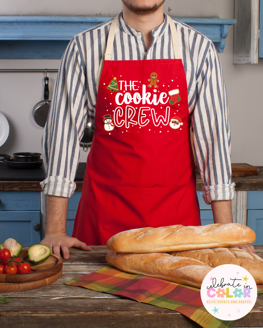 The Cookie Crew Christmas Apron, Matching Family Baking Aprons, Holiday Kitchen Gift, Cute Christmas Apron for Bakers & Kids