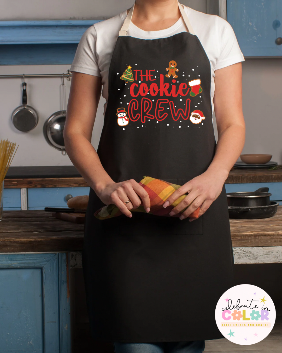 The Cookie Crew Christmas Apron, Matching Family Baking Aprons, Holiday Kitchen Gift, Cute Christmas Apron for Bakers & Kids