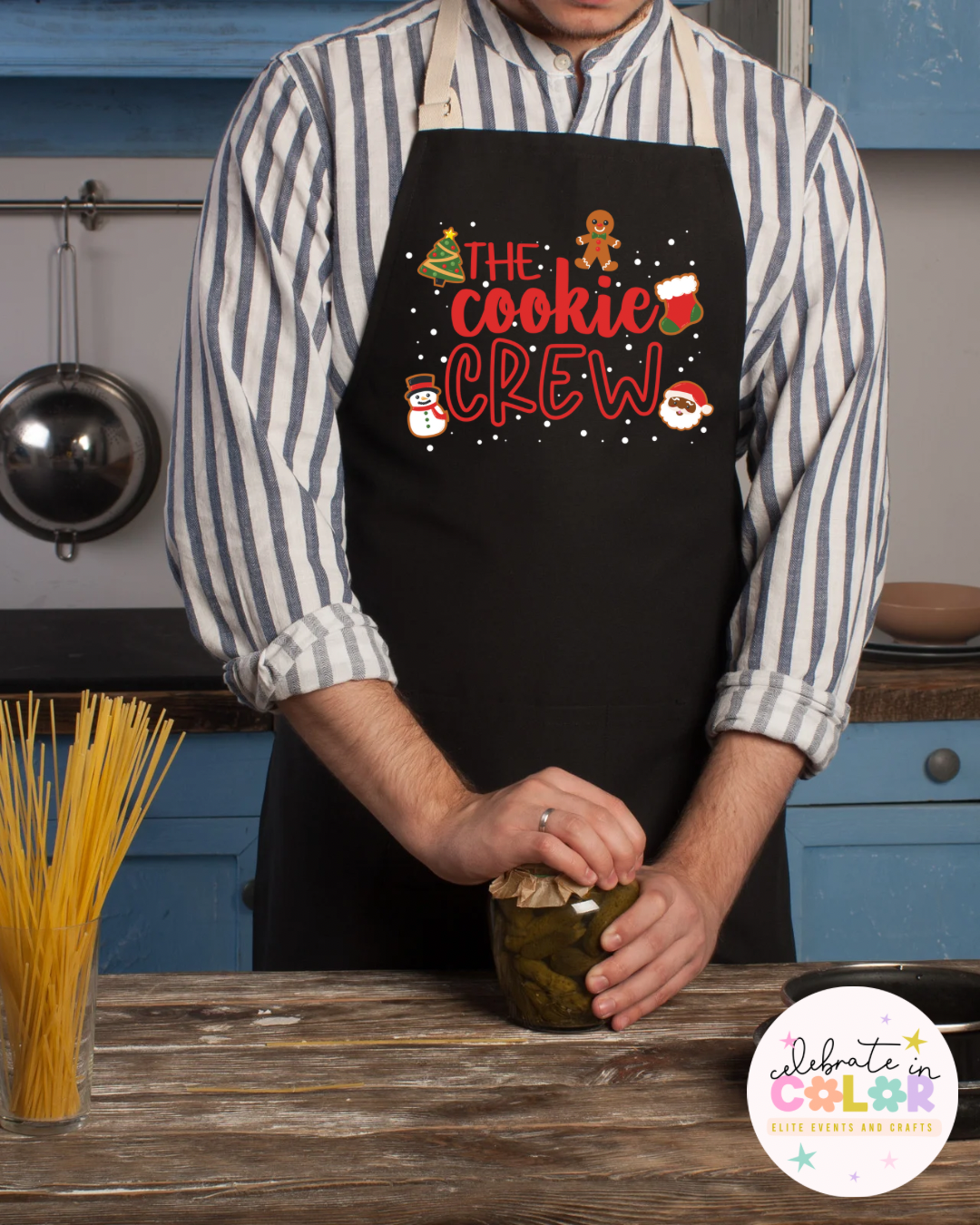 The Cookie Crew Christmas Apron, Matching Family Baking Aprons, Holiday Kitchen Gift, Cute Christmas Apron for Bakers & Kids