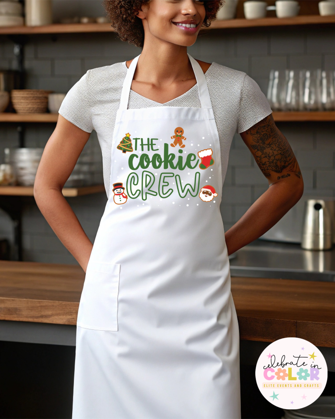 The Cookie Crew Christmas Apron, Matching Family Baking Aprons, Holiday Kitchen Gift, Cute Christmas Apron for Bakers & Kids