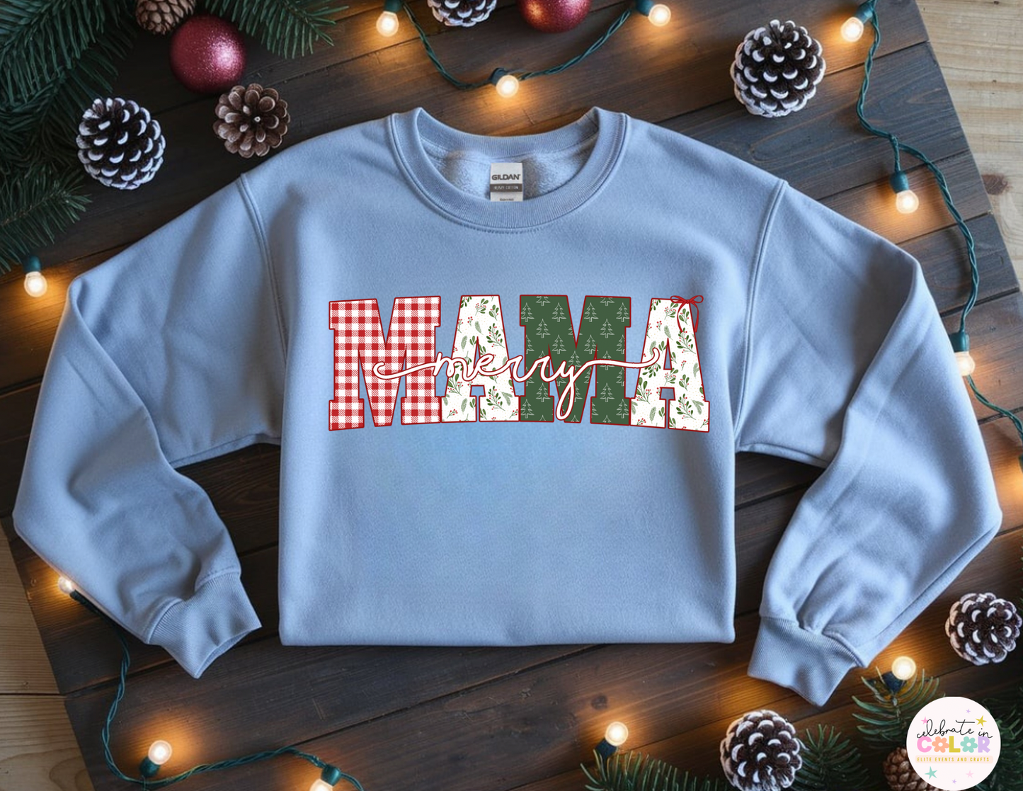 Merry MAMA | NANA | GRANDMA | MIMI | GIGI Christmas Sweatshirt – Cozy Gildan Crewneck, Festive Family Holiday Top, Holiday Gift for Her