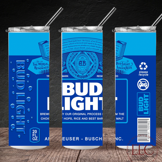 Blue Brew Vibes 20oz Skinny Tumbler – Beer Can Style Drinkware for Tailgates & Gifts