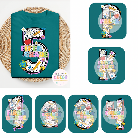 Back to School Grade Shirt, Custom Grade Tee for Kids, First Day of School Shirt, Teacher Approved Outfit, Pre-K to 5th Grade Shirt