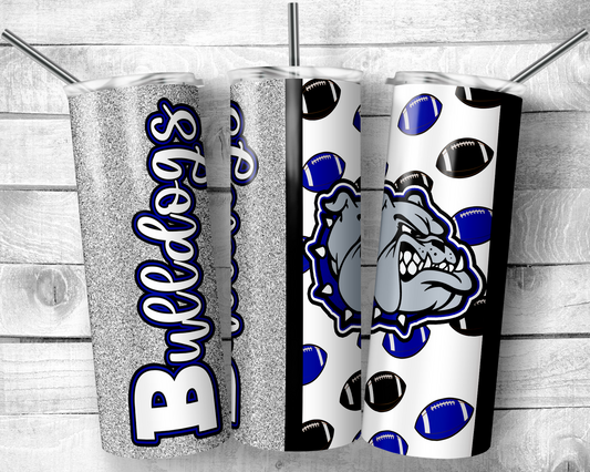 🏈 Bulldog Pride Glitter Tumbler | 20oz Skinny Cup with Straw | CHS Homecoming Spirit Drinkware