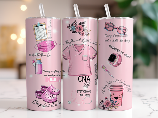 CNA Life 20oz Tumbler – Certified Nursing Assistant Gift | Healthcare Hero Drinkware | Nurse Life Cup for CNA Week