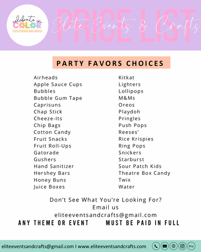 Custom Party Bundle, Party Favor Package, Custom Party Favors, Custom Chip Bags, Party Favor Bundle, Kids Party Favors, Party Favor Bags