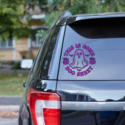 This Is Some Boo Sheet Decal, Funny Halloween Ghost Sticker, Spooky Car Window Vinyl, Sassy Halloween Gift, Cute Fall Humor