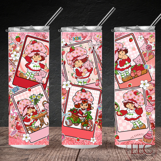 Berry Sweet Vibes 20oz Skinny Tumbler – Pink Strawberry-Themed Drinkware for Girls, Moms & Gifts