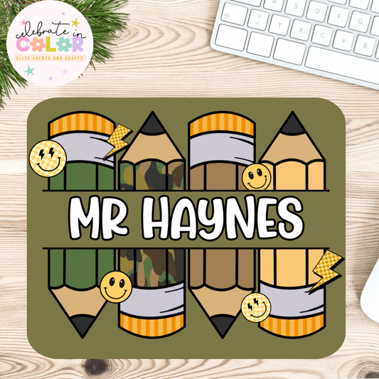 Personalized Pencil Teacher Mouse Pad for Him – Custom Male Teacher Desk Accessory