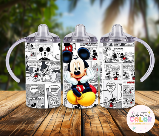 Classic Red & Black Cartoon Mouse 12oz Sippy Cup – Toddler Spill-Proof Cup