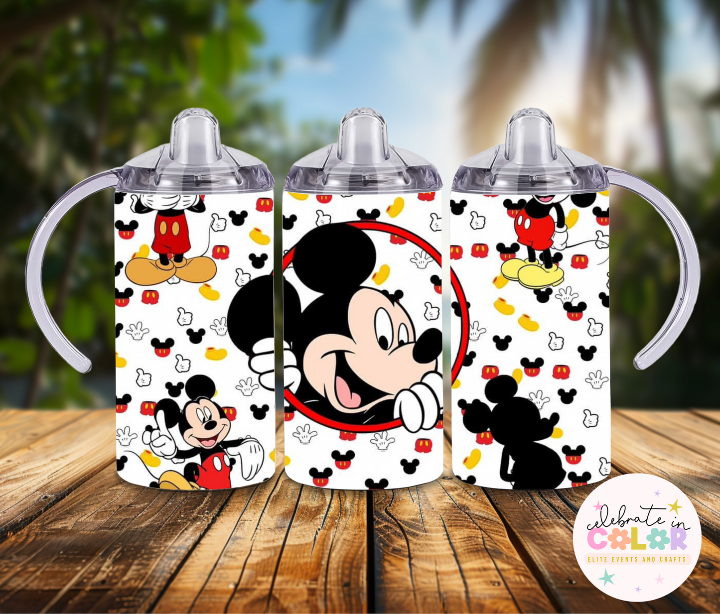 Classic Red & Black Cartoon Mouse 12oz Sippy Cup – Toddler Spill-Proof Cup