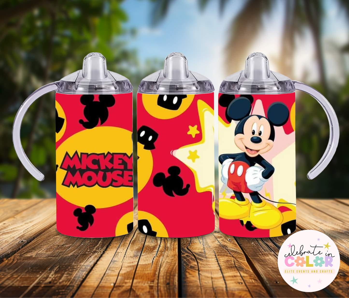 Classic Red & Black Cartoon Mouse 12oz Sippy Cup – Toddler Spill-Proof Cup