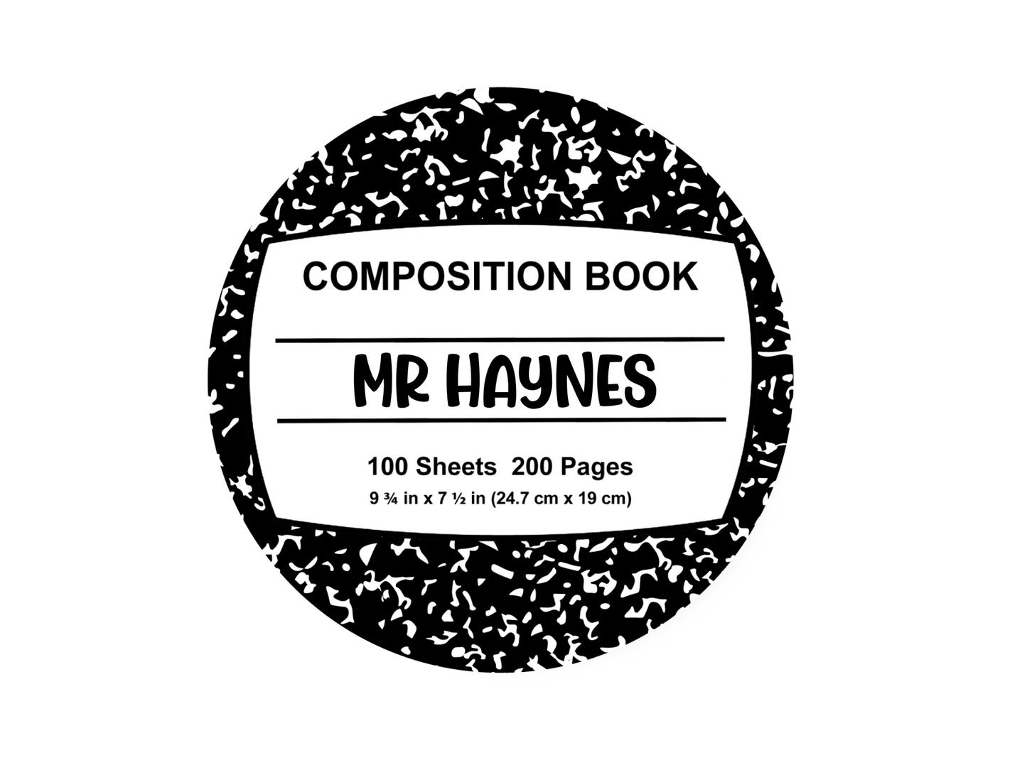 Composition Book Car Coaster, Custom Name Car Accessory, Teacher Gift, Back to School Decor, Personalized Cup Holder Coaster