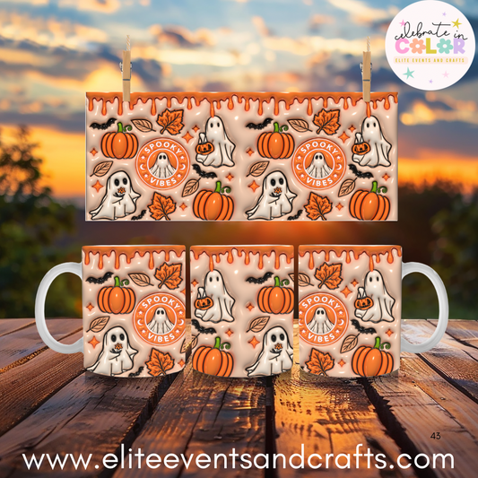 Spooky Vibes 3D Mug,  Halloween Coffee Mug, Inflated Mug for Fall, Cute Ghost Cup, Pumpkin Season Mug, Halloween Gift
