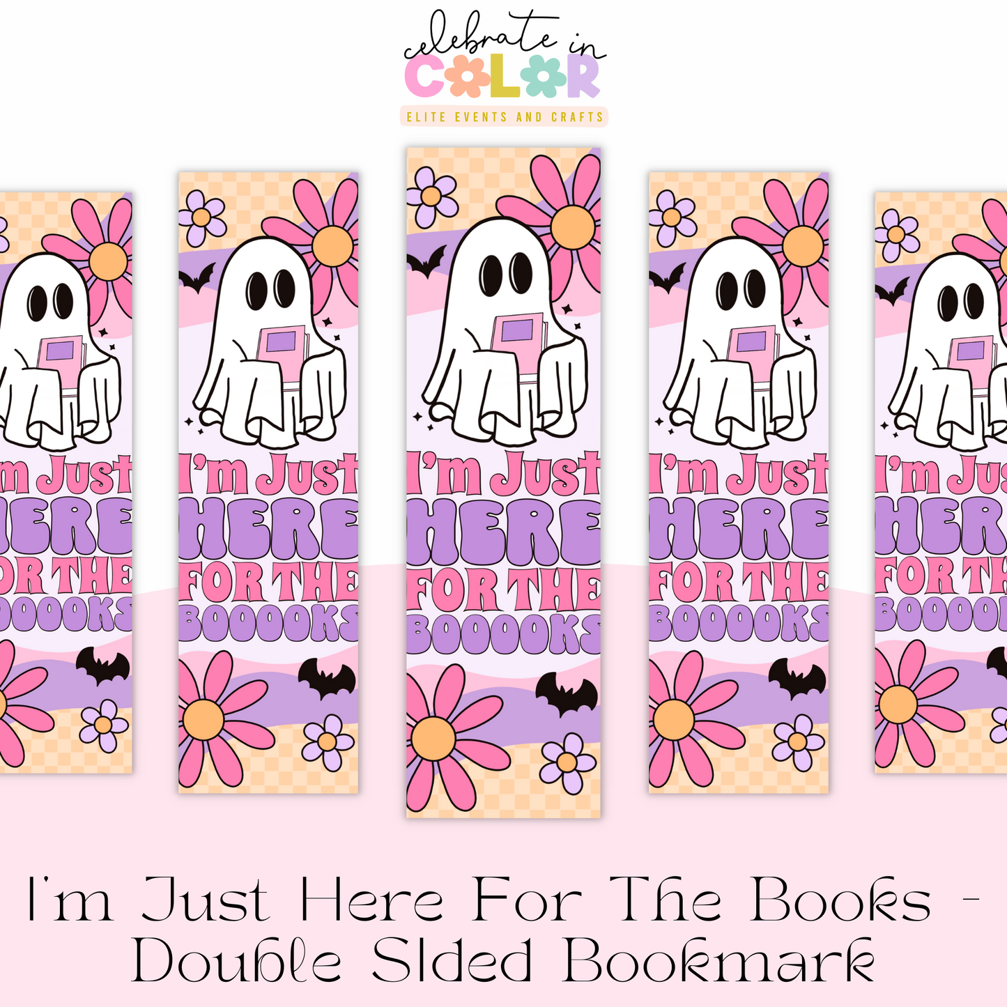 I’m Just Here for the Books Halloween Bookmark, Double Sided Sublimation Bookmark, Cute Spooky Fall Gift, Book Lover Reading Accessory