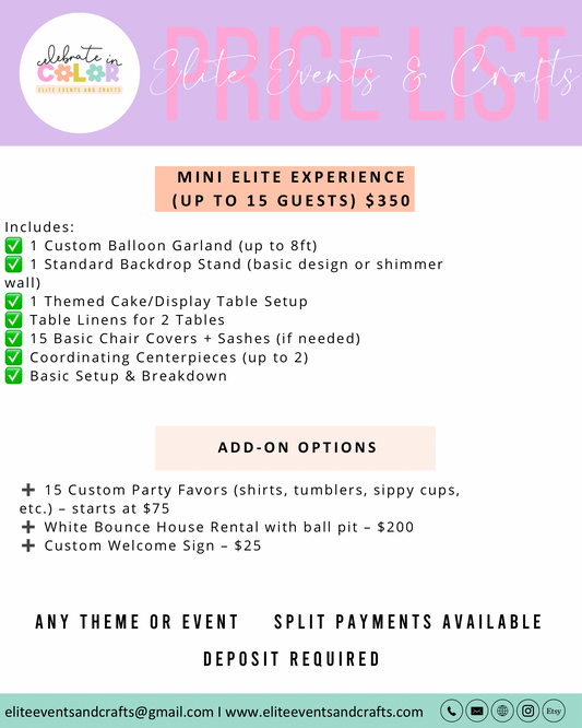 Custom Party Decorating Packages for 15–50 Guests, Balloon Garland, Backdrop, Table Setup, Event Styling Louisiana Party Planner