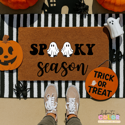 Spooky Season Doormat, Halloween Welcome Mat for Porch, Cute Ghost Fall Decor Rug, Funny Outdoor Entry Mat, October Door Mat Idea