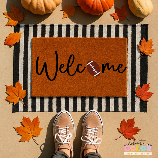 Football Welcome Doormat, Game Day Porch Decor, Sports Fan Entry Rug, Fall Coir Mat for Tailgates & Homes, Football Season Door Mat