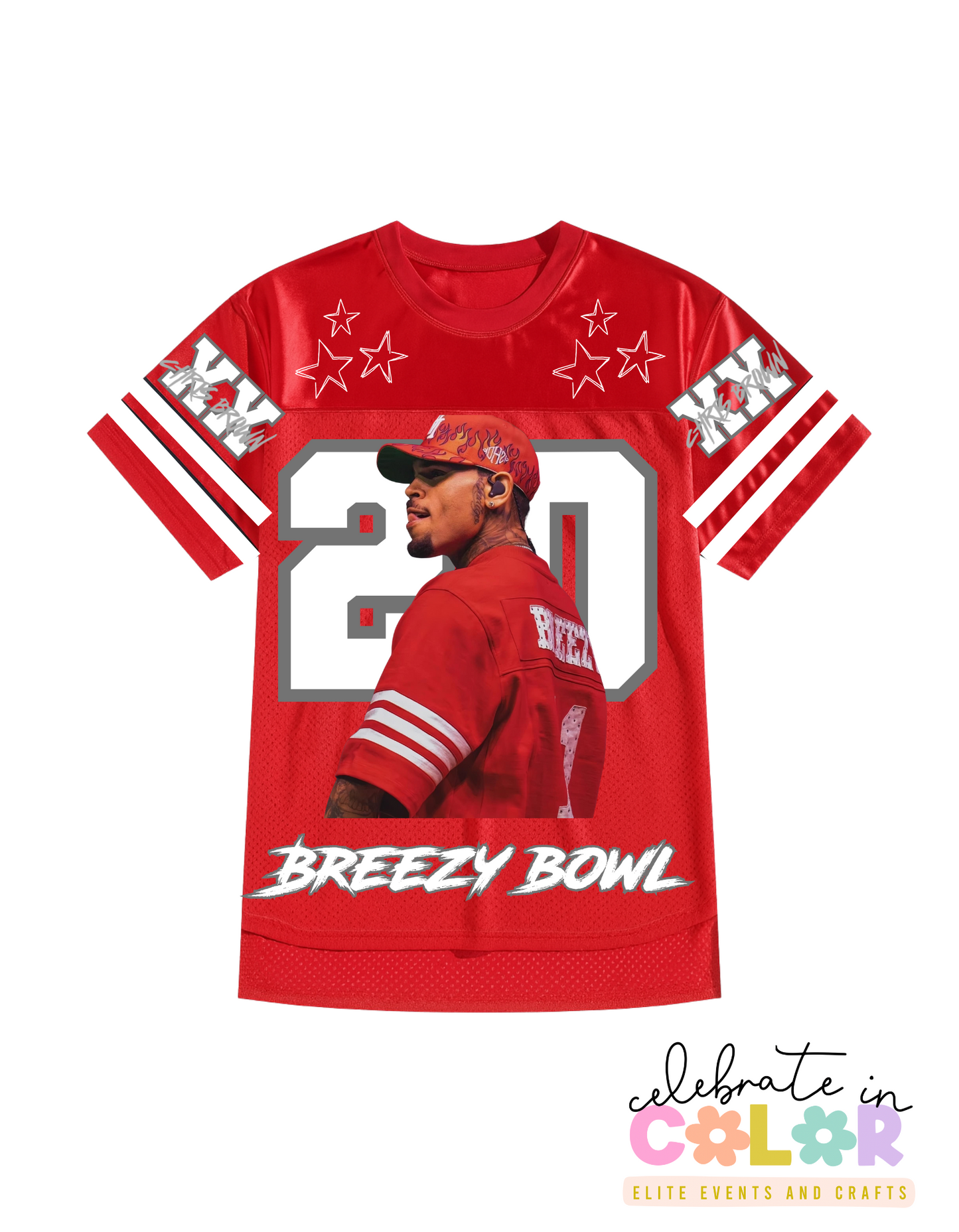 CB Jersey Shirt, Chris-Inspired Football Tee, Red & White Game Day Shirt, Concert Outfit, Custom Music Fan Jersey Top