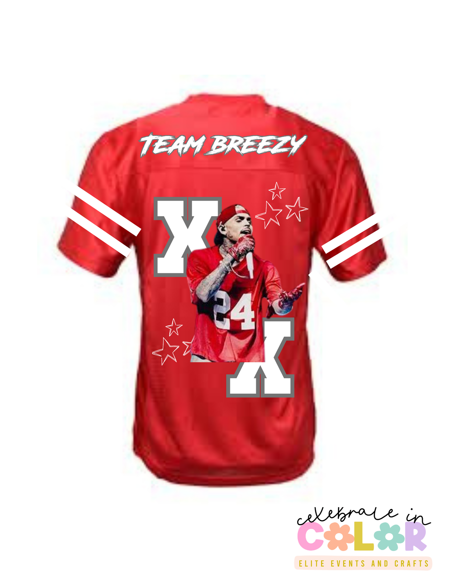 CB Jersey Shirt, Chris-Inspired Football Tee, Red & White Game Day Shirt, Concert Outfit, Custom Music Fan Jersey Top