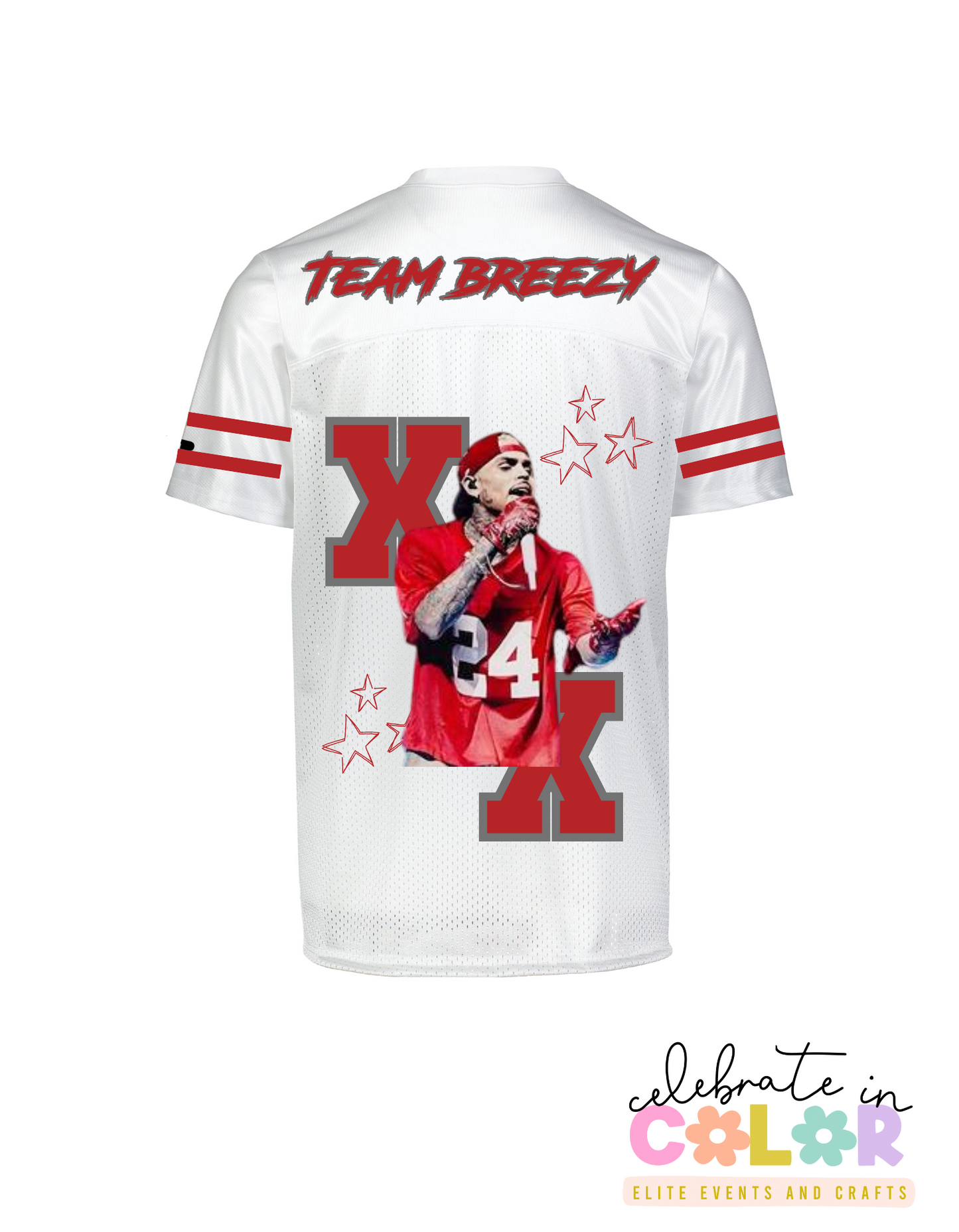CB Jersey Shirt, Chris-Inspired Football Tee, Red & White Game Day Shirt, Concert Outfit, Custom Music Fan Jersey Top