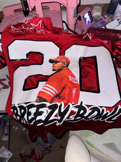 CB Jersey Shirt, Chris-Inspired Football Tee, Red & White Game Day Shirt, Concert Outfit, Custom Music Fan Jersey Top