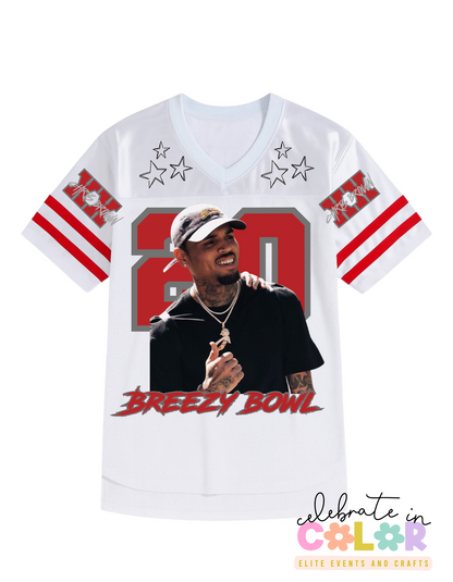CB Jersey Shirt, Chris-Inspired Football Tee, Red & White Game Day Shirt, Concert Outfit, Custom Music Fan Jersey Top