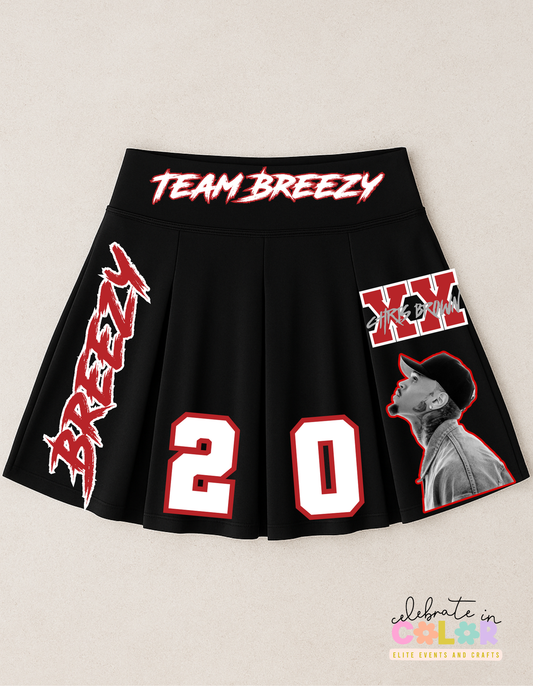 Breezy Bowl Custom Glitter Cheer Skirt, Chris Inspired Concert Outfit, Personalized Name & Number, Game Day Music Fan Merch