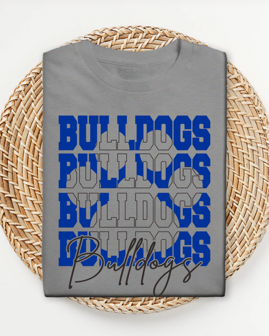 Bulldogs Stacked Football Shirt, Blue & White CHS Spirit Tee, Carroll High School Game Day Top, Senior Homecoming Reunion Shirt