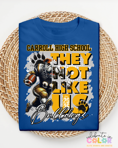 Carroll High School Bulldogs Homecoming Shirt 2025, Custom Spirit Tee, Blue & Gold Football Mascot Graphic T-Shirt