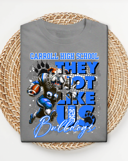 Carroll High School Bulldogs Homecoming Shirt 2025, Custom Spirit Tee, Blue & Gold Football Mascot Graphic T-Shirt