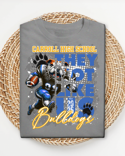 Carroll High School Bulldogs Homecoming Shirt 2025, Custom Spirit Tee, Blue & Gold Football Mascot Graphic T-Shirt